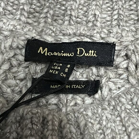 Massimo Dutti Lana Wool Blend Cable Knit Sweater Gray Metallic Women’s Small NWT - Picture 5 of 12